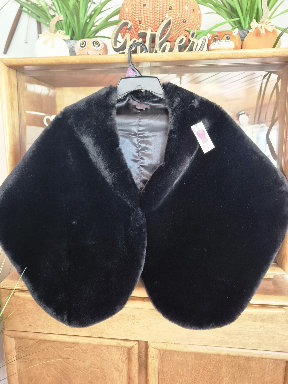 Christian Siriano Black Faux Fur Cape Shrug